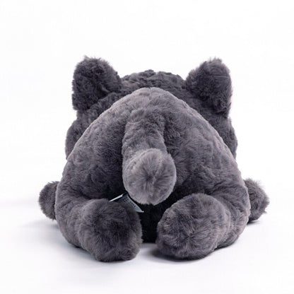 Jiji the Fluffy Black Cat Plushie Laying Down
