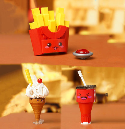 Juicy Burger Meal with Yummy Sweet Dessert Micro Sets