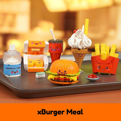 Juicy Burger Meal with Yummy Sweet Dessert Micro Sets