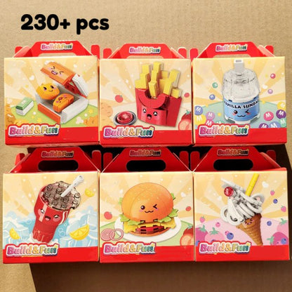 Juicy Burger Meal with Yummy Sweet Dessert Micro Sets