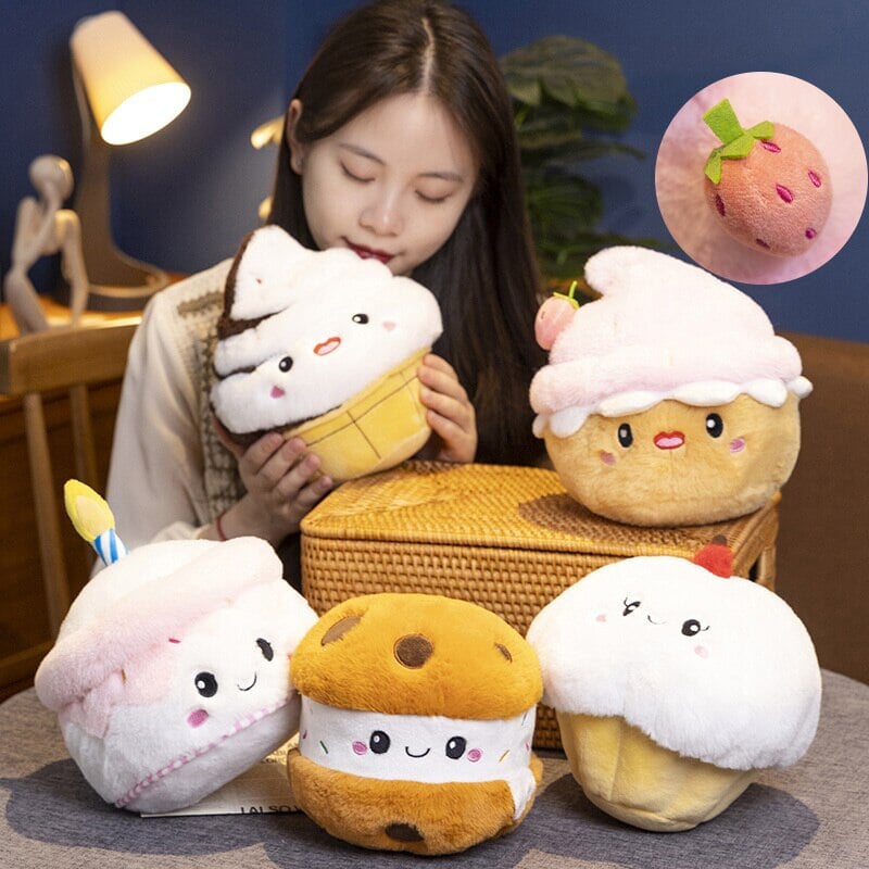 Kawaii Cake Plushie Strawberry Fruit Muffin Bakery Plushies