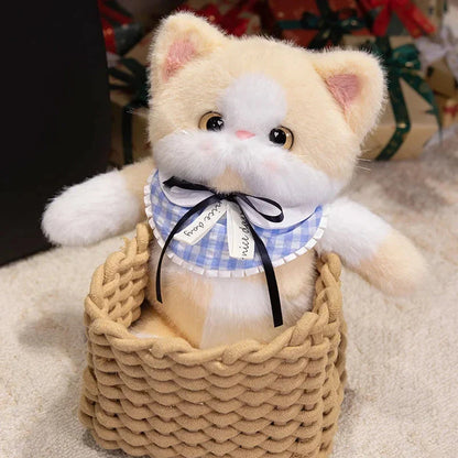 Kawaii Cat Plush Family with Collar