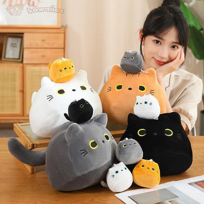 Kawaii Chunky Cat Plushies with Kittens