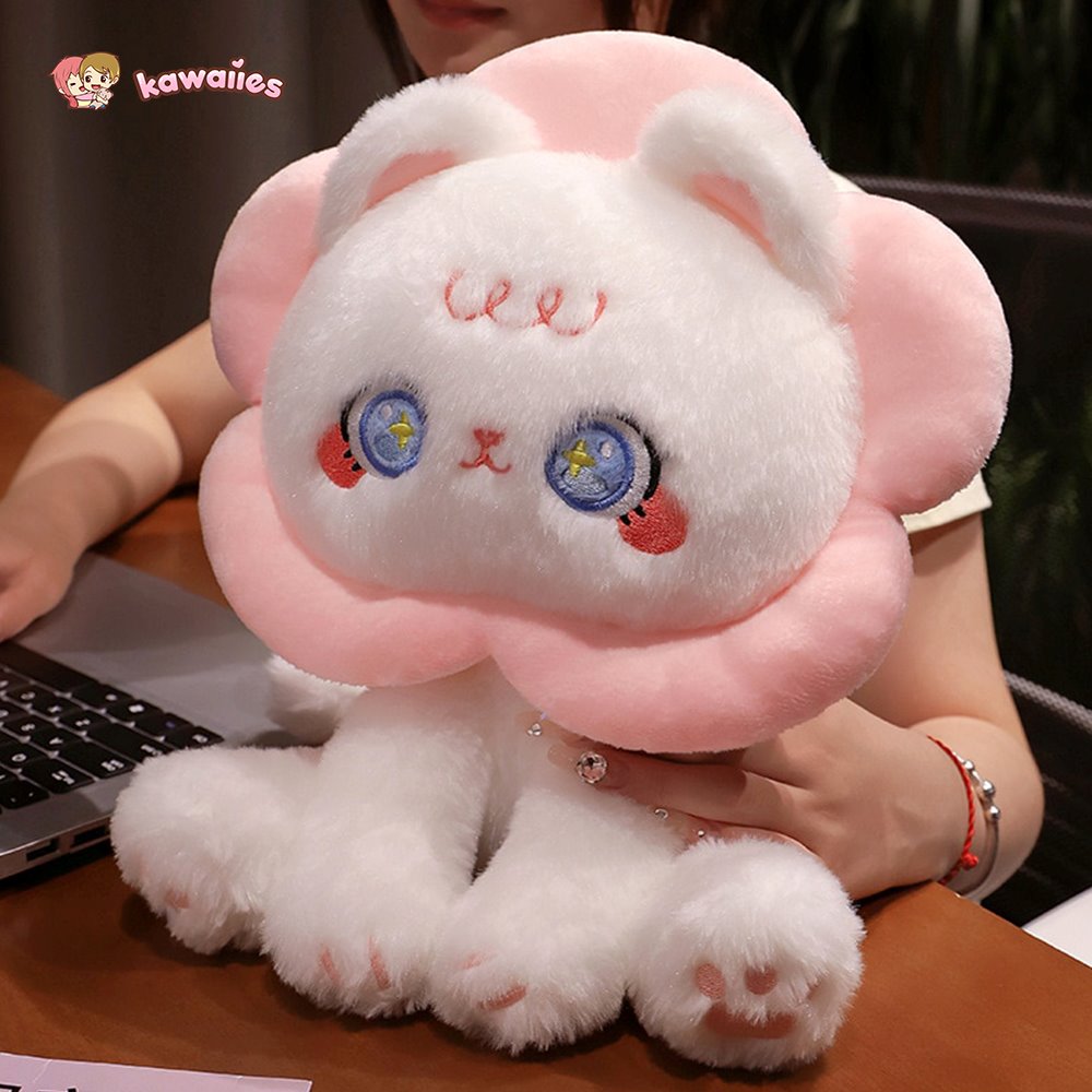 Kawaii Flower Black White Cat Plushies
