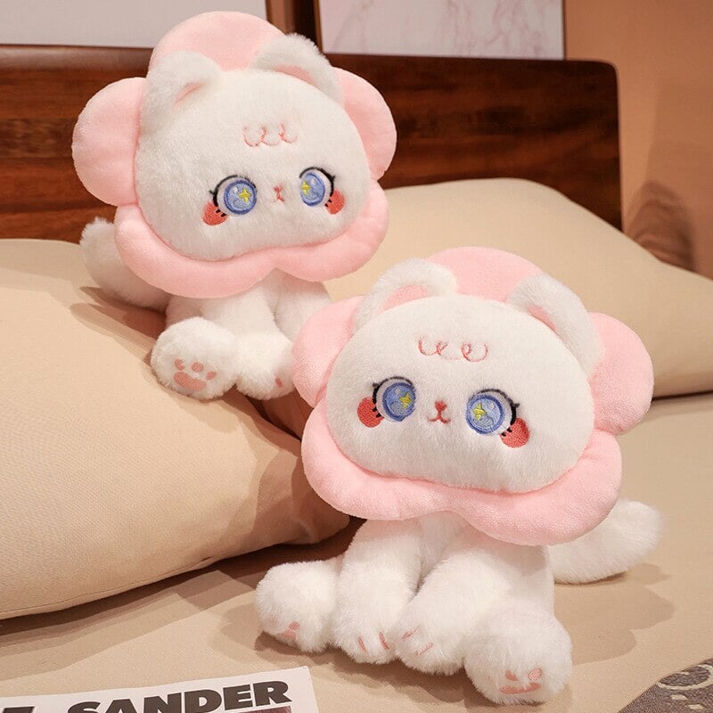 Kawaii Flower Black White Cat Plushies