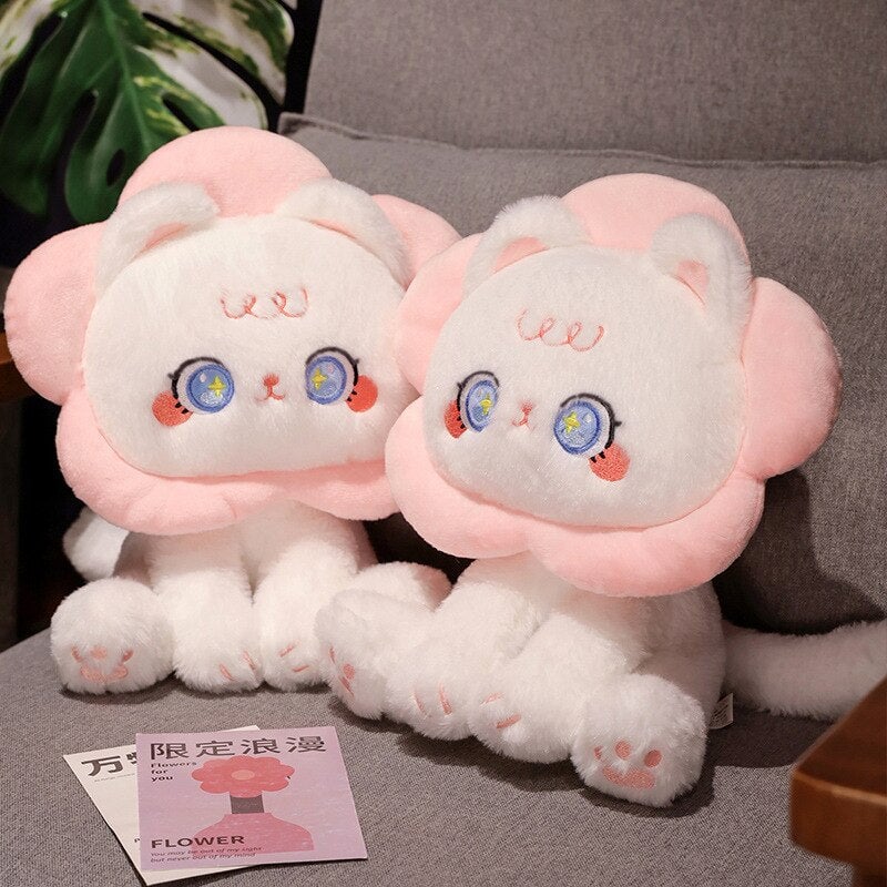 Kawaii Flower Black White Cat Plushies
