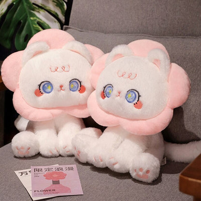 Kawaii Flower Black White Cat Plushies
