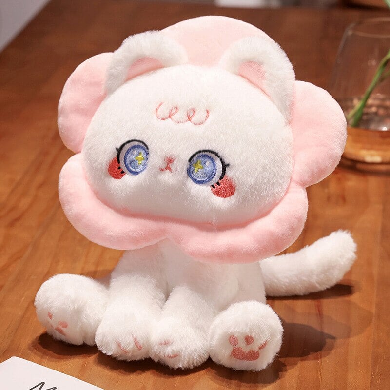 Kawaii Flower Black White Cat Plushies