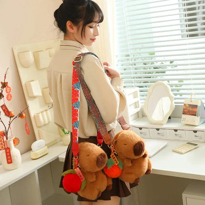 Kawaii Fluffy Capybara Plushies with Strap