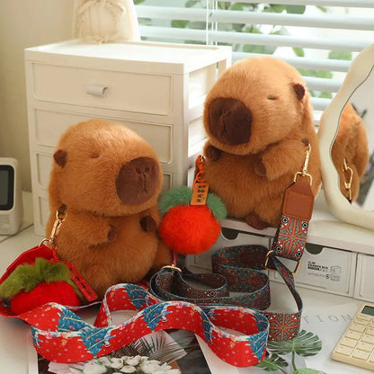 Kawaii Fluffy Capybara Plushies with Strap