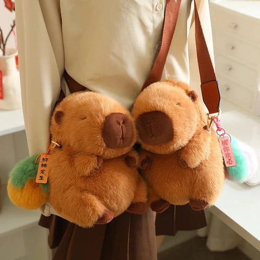 Kawaii Fluffy Capybara Plushies with Strap