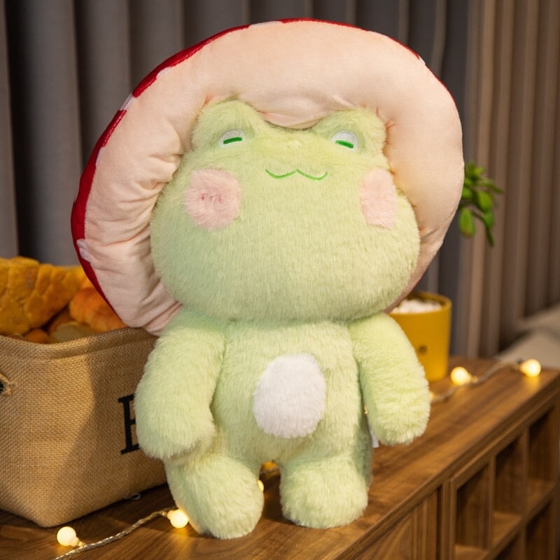 Kawaii Fluffy Mushroom Frog Family Plushies