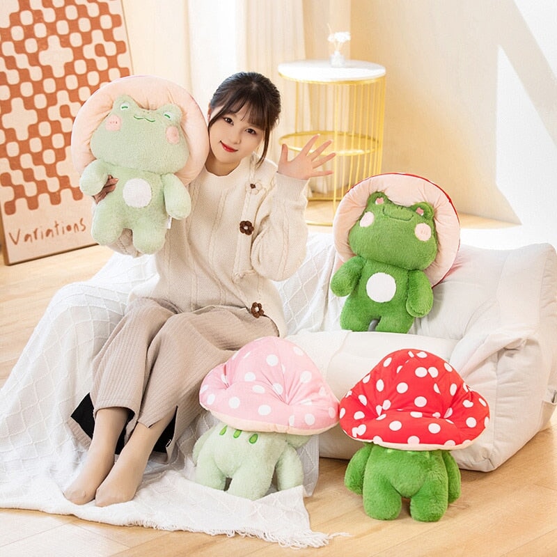 Kawaii Fluffy Mushroom Frog Family Plushies