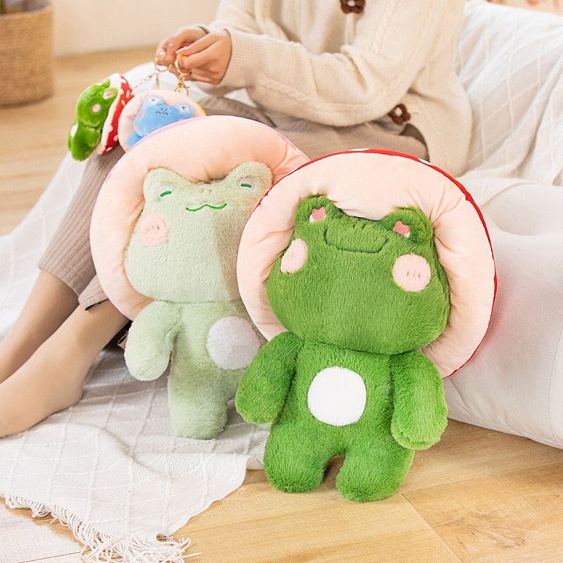 Kawaii Fluffy Mushroom Frog Family Plushies