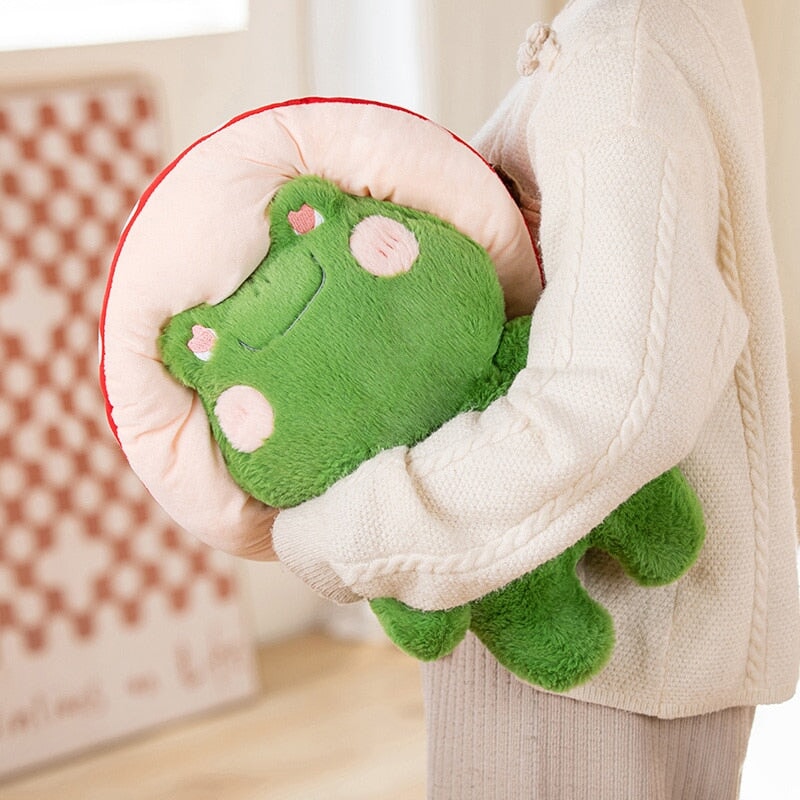 Kawaii Fluffy Mushroom Frog Family Plushies