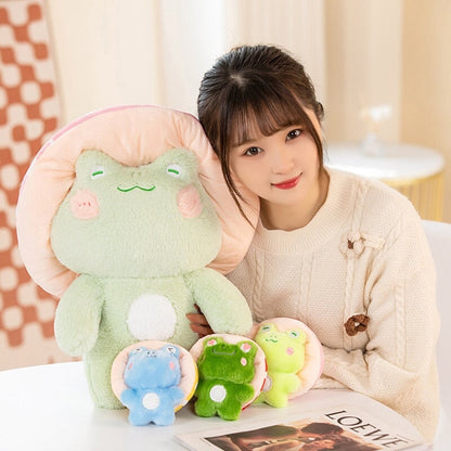 Kawaii Fluffy Mushroom Frog Family Plushies