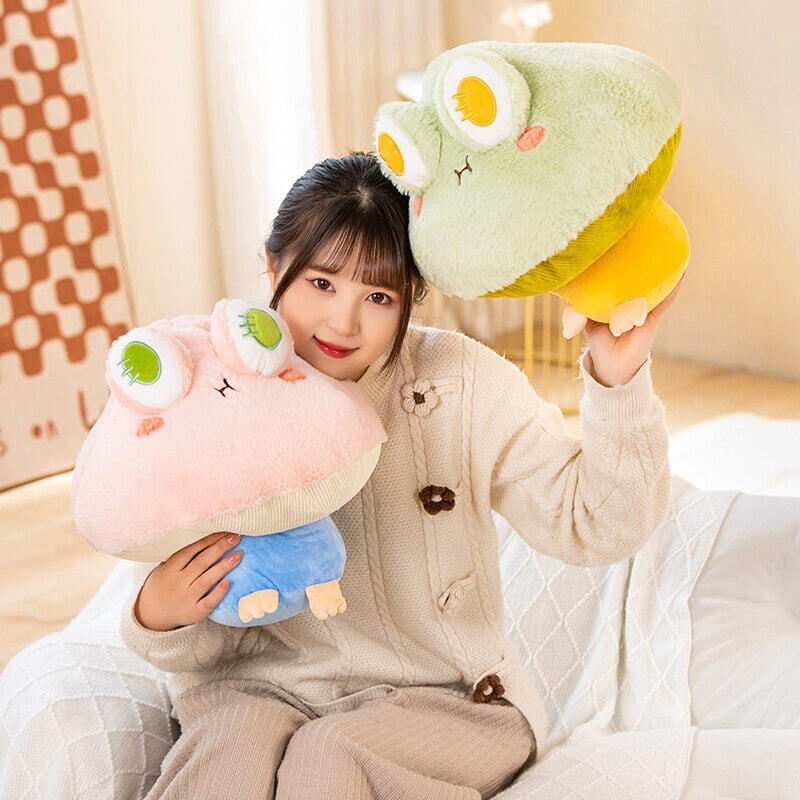 Kawaii Fluffy Mushroom Frog Family Plushies