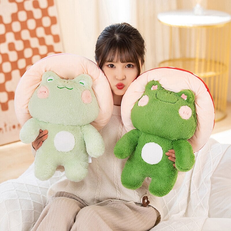 Kawaii Fluffy Mushroom Frog Family Plushies