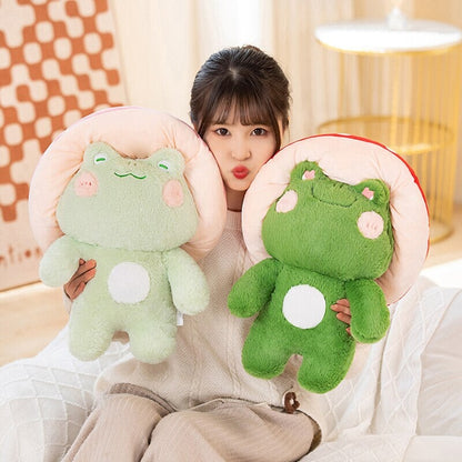 Kawaii Fluffy Mushroom Frog Family Plushies