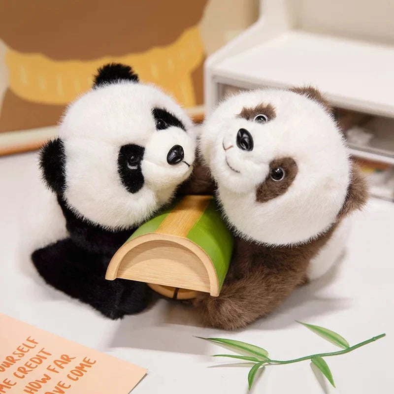 Kawaii Fuzzy Black Brown Panda Plushies