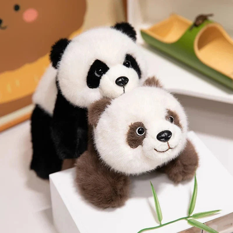 Kawaii Fuzzy Black Brown Panda Plushies