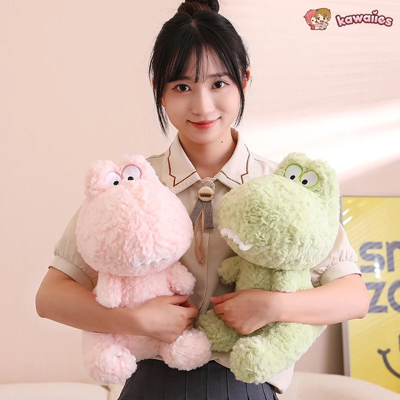 Kawaii Goofy Green Pink Dinosaur Plushies