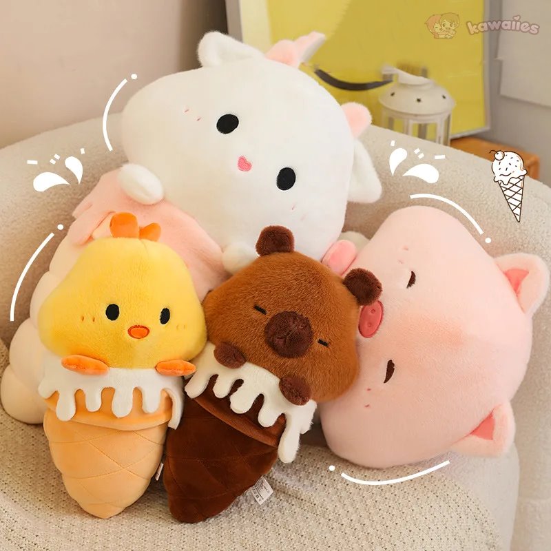 Kawaii Ice Cream Pig Capybara Chick Sheep Plushie