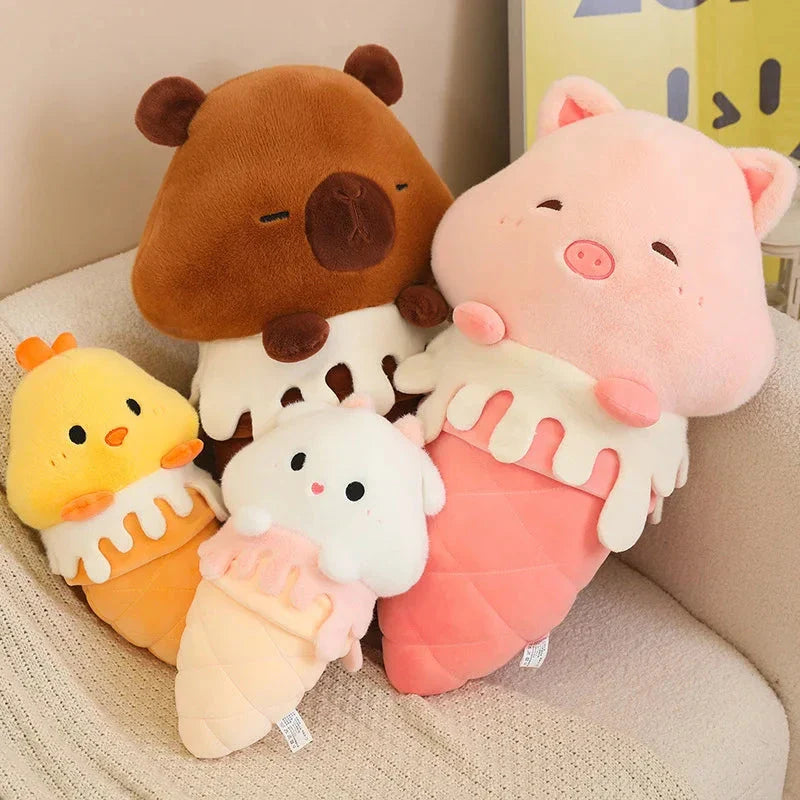 Kawaii Ice Cream Pig Capybara Chick Sheep Plushie