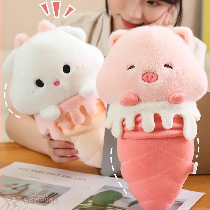 Kawaii Ice Cream Pig Capybara Chick Sheep Plushie