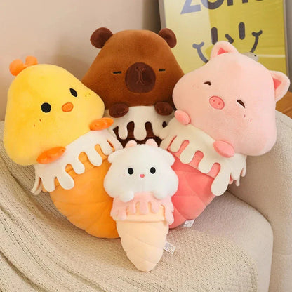 Kawaii Ice Cream Pig Capybara Chick Sheep Plushie