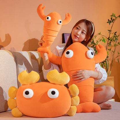 Kawaii Orange Crab & Lobster Plushie