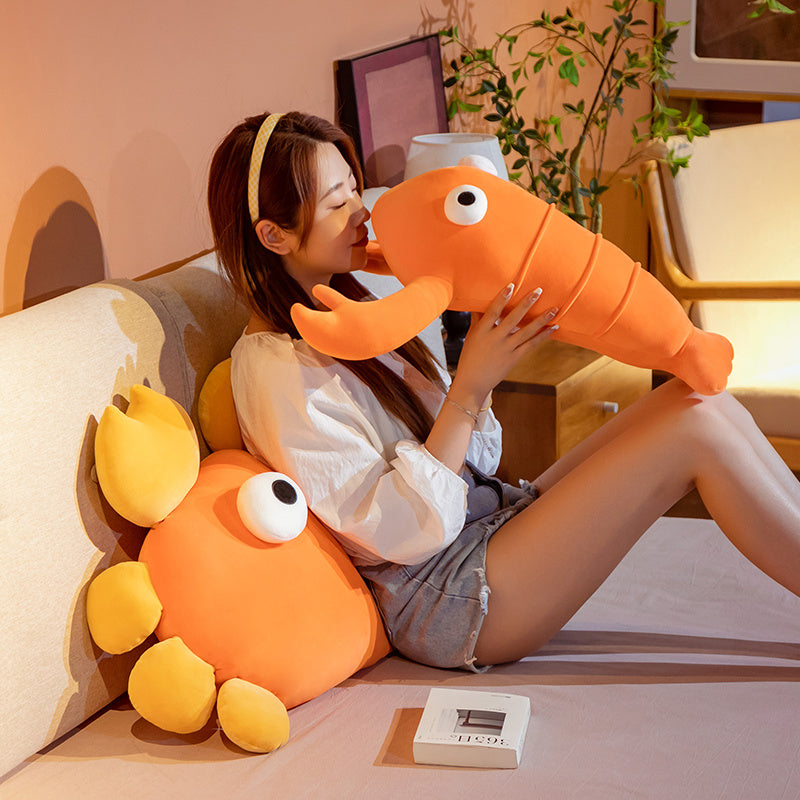 Kawaii Orange Crab & Lobster Plushie