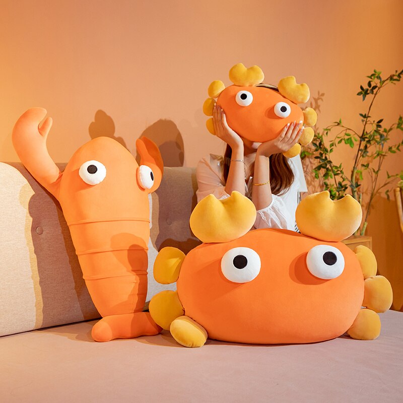 Kawaii Orange Crab & Lobster Plushie