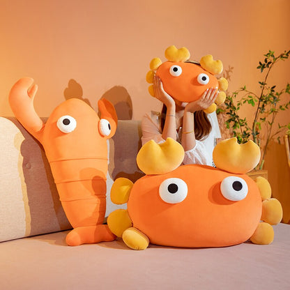 Kawaii Orange Crab & Lobster Plushie