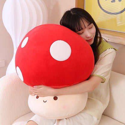 Kawaii Red Brown White Mushroom Plushie Family