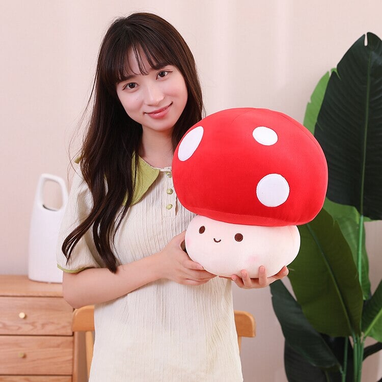 Kawaii Red Brown White Mushroom Plushie Family