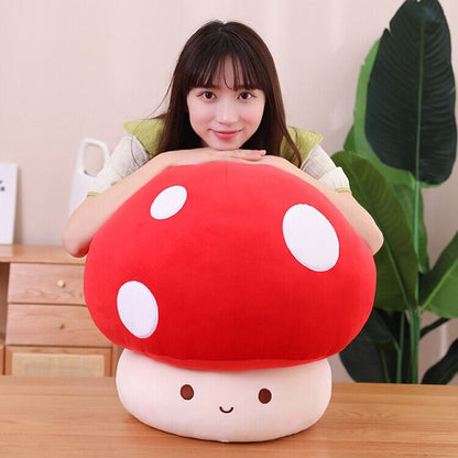 Kawaii Red Brown White Mushroom Plushie Family