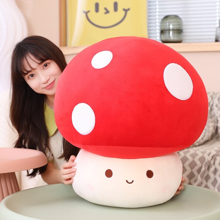 Kawaii Red Brown White Mushroom Plushie Family