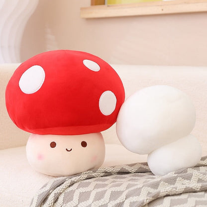 Kawaii Red Brown White Mushroom Plushie Family