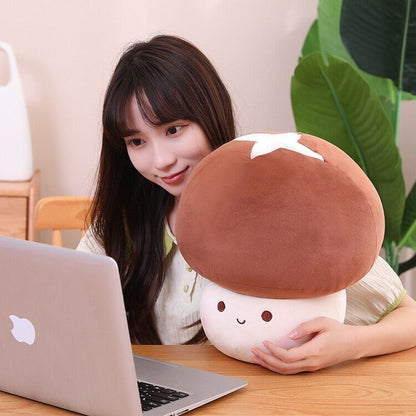Kawaii Red Brown White Mushroom Plushie Family