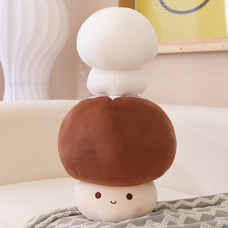 Kawaii Red Brown White Mushroom Plushie Family