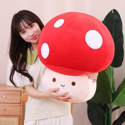 Kawaii Red Brown White Mushroom Plushie Family