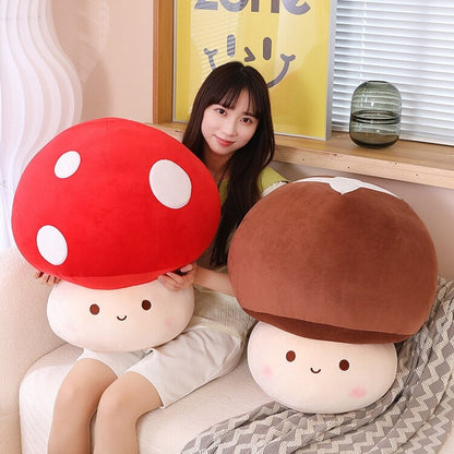 Kawaii Red Brown White Mushroom Plushie Family