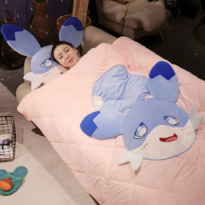 Kawaii Sofi Blue Dragon Pillow Blanket Plushie Combo