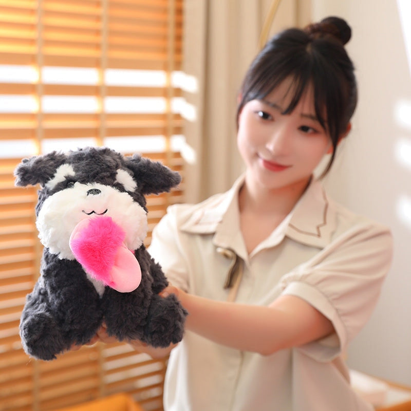 Kawaii Sooty the Black Fluffy Dog with Slipper Plushie