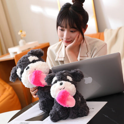 Kawaii Sooty the Black Fluffy Dog with Slipper Plushie