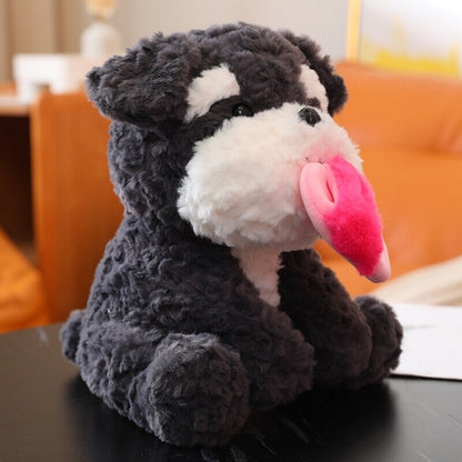 Kawaii Sooty the Black Fluffy Dog with Slipper Plushie