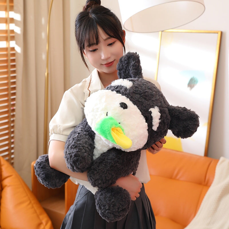 Kawaii Sooty the Black Fluffy Dog with Slipper Plushie
