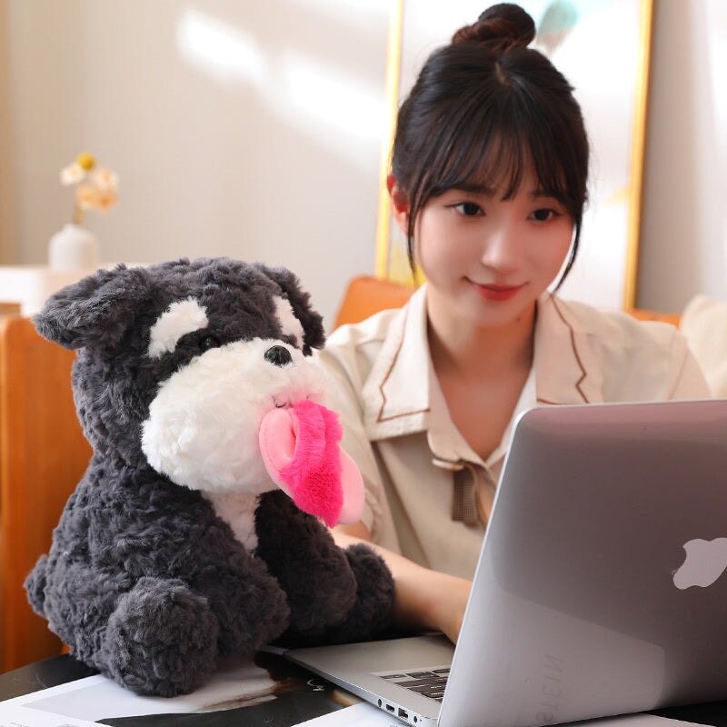 Kawaii Sooty the Black Fluffy Dog with Slipper Plushie