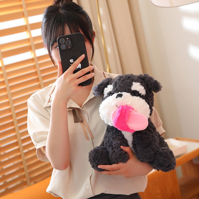 Kawaii Sooty the Black Fluffy Dog with Slipper Plushie